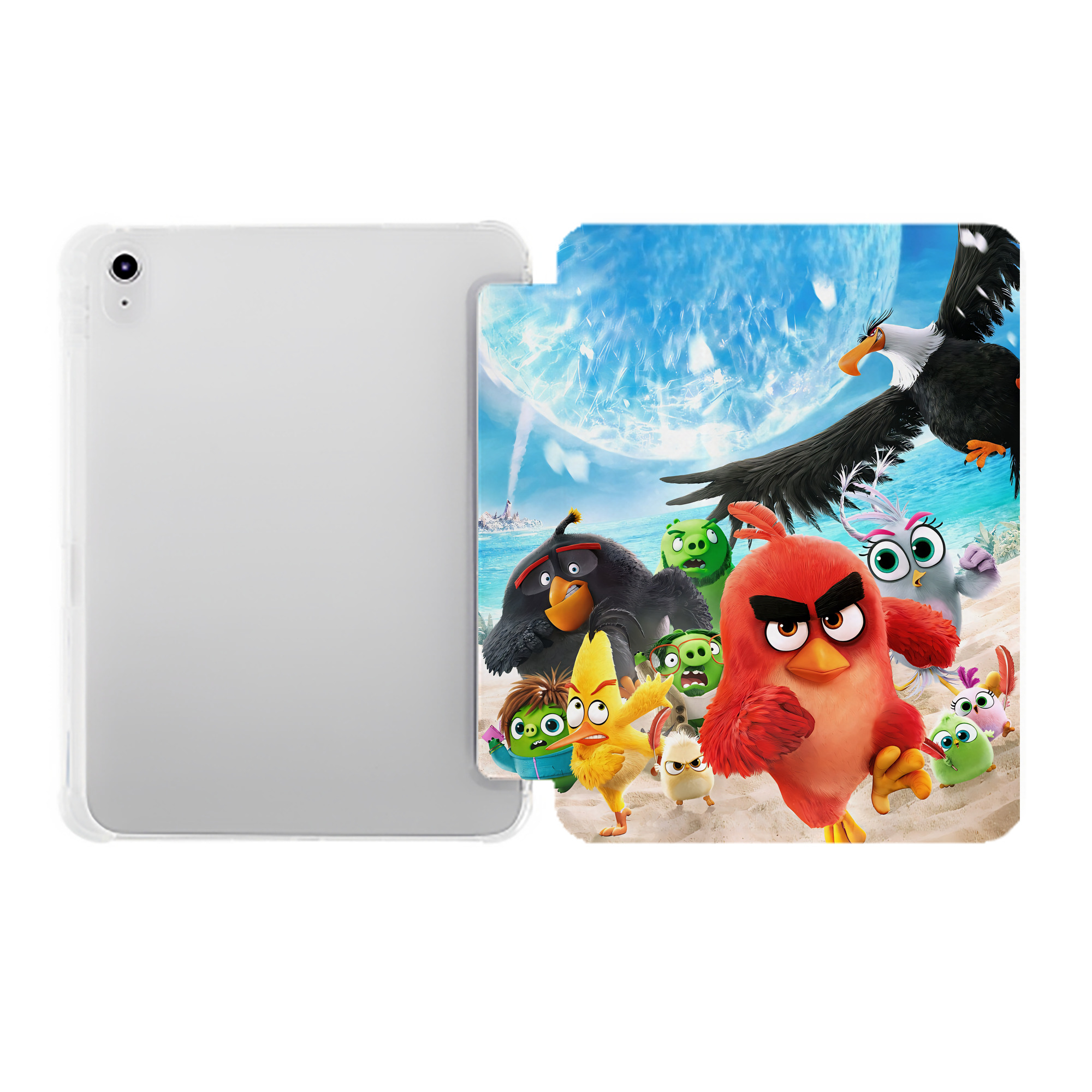 （画像用） Angry Birds アングリーバード IPad ケース ペン収納付き 三つ折りスタンド PUレザー×シリコン 対応機種9.5/10.5/10.9インチ